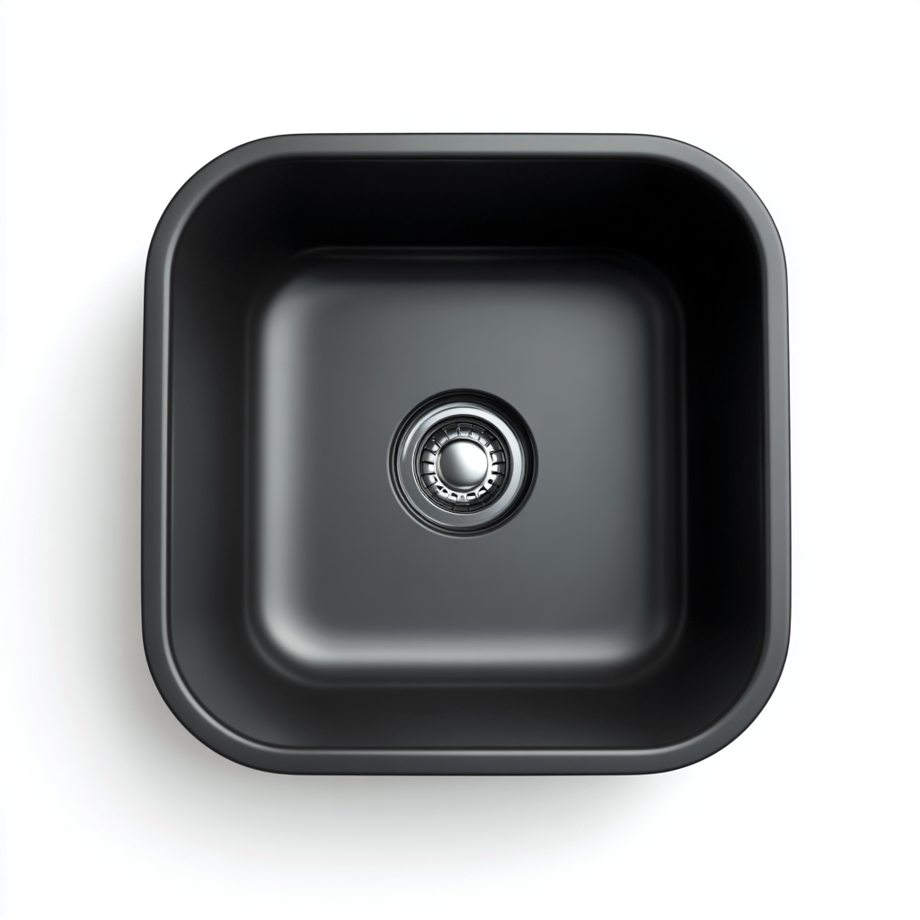 Lavabo In Materiale Composito Nero 48x42x16 Cm - Nero Opaco - Design Moderno-Oakuploft