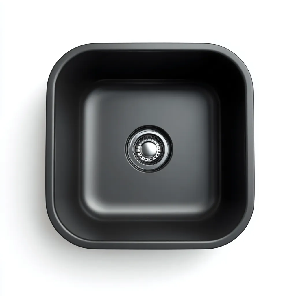 Lavabo In Materiale Composito Nero 48x42x16 Cm - Nero Opaco - Design Moderno-Oakuploft