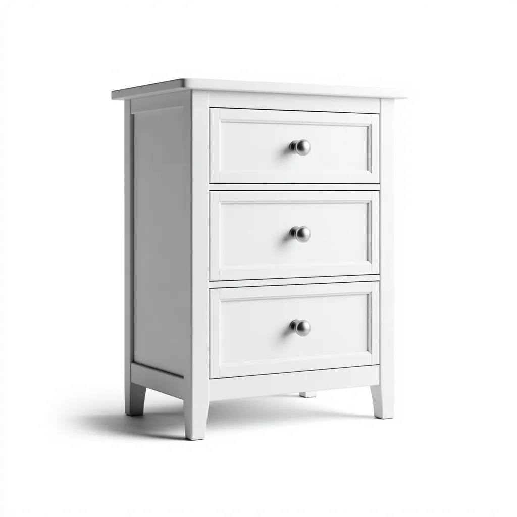 Comodino In Legno Con Finitura Opaca 45x35x60 Cm - Bianco - Design Classico Per Camera Da Letto-Oakuploft