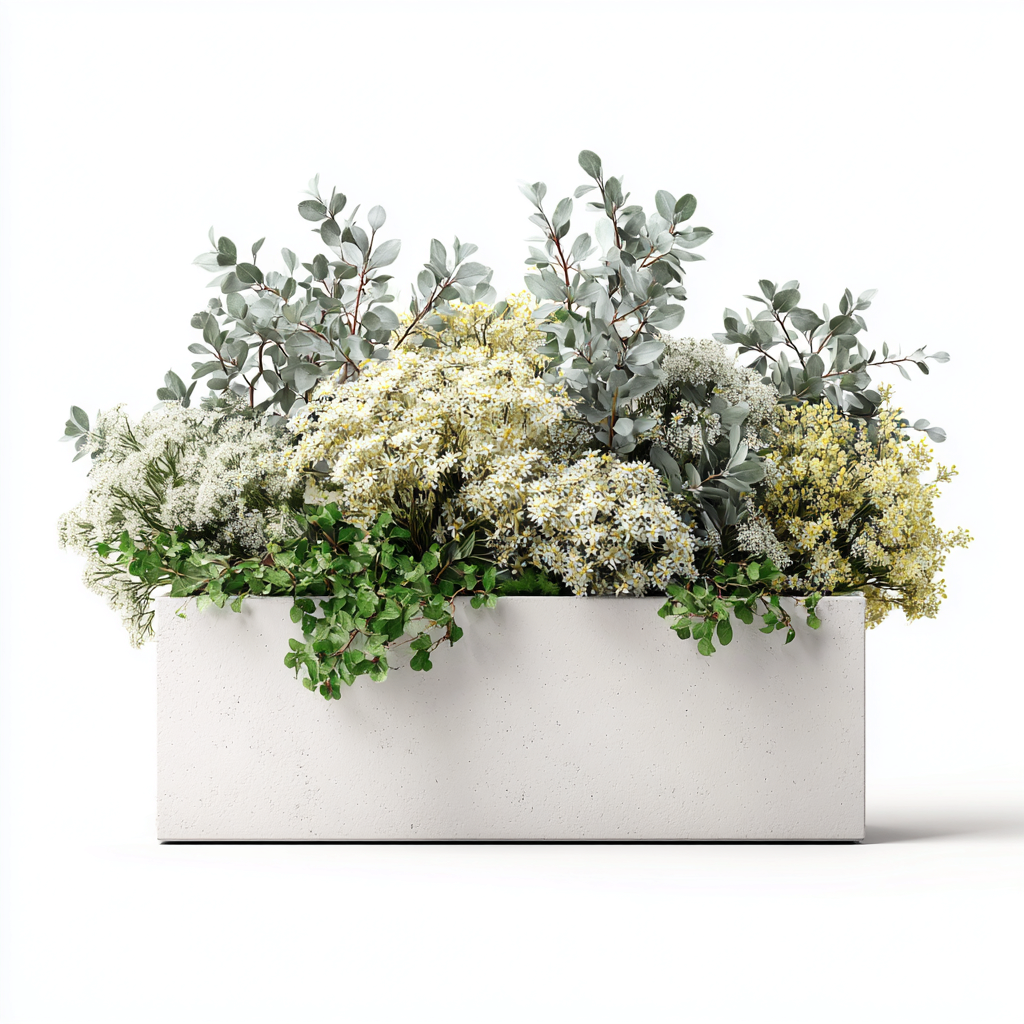 Vasi E Supporti Per Piante In Resina 55x20x30 Cm - Bianco-Verde-Giallo - Design Decorativo-Oakuploft