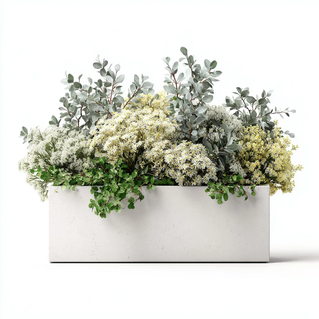 Vasi E Supporti Per Piante In Resina 55x20x30 Cm - Bianco-Verde-Giallo - Design Decorativo-Oakuploft