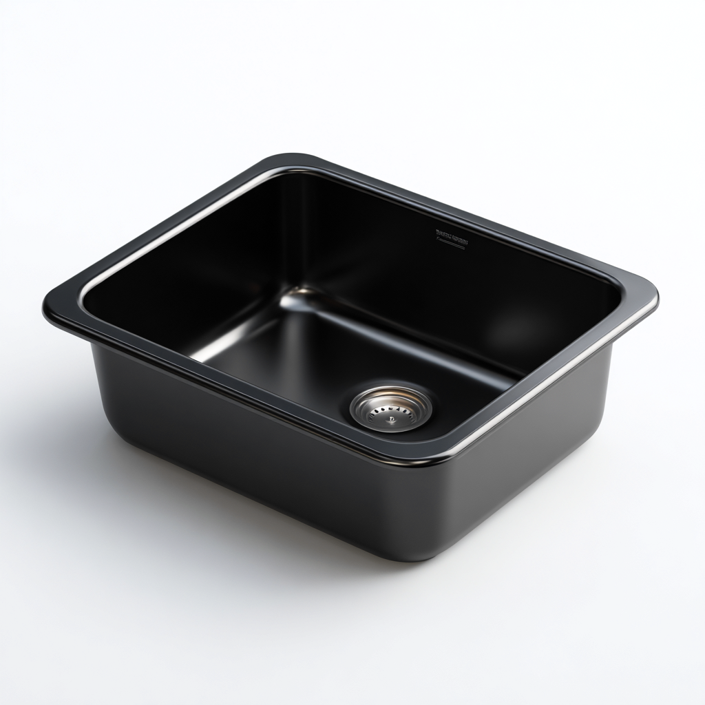 Lavabo Da Incasso In Acciaio Inox 50x40x20 Cm - Nero Opaco - Design Moderno-Oakuploft