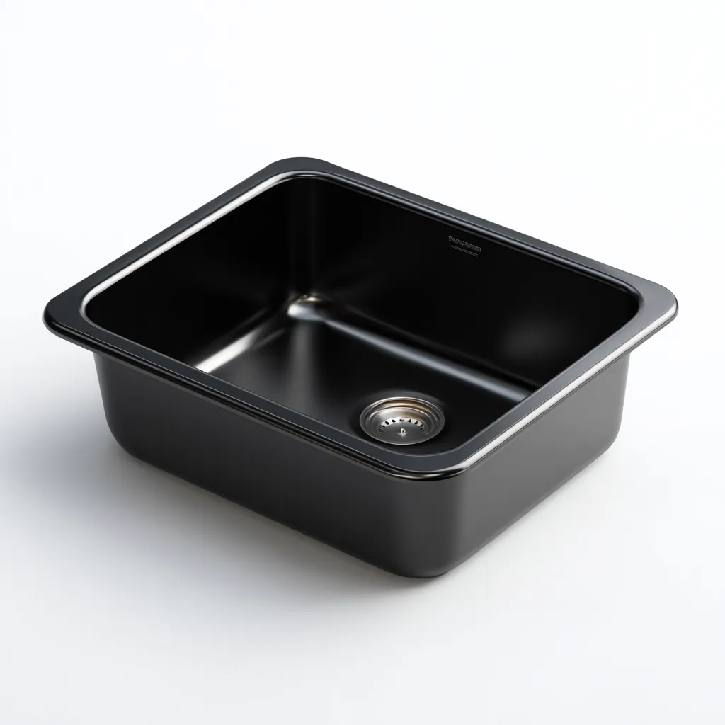 Lavabo Da Incasso In Acciaio Inox 50x40x20 Cm - Nero Opaco - Design Moderno-Oakuploft