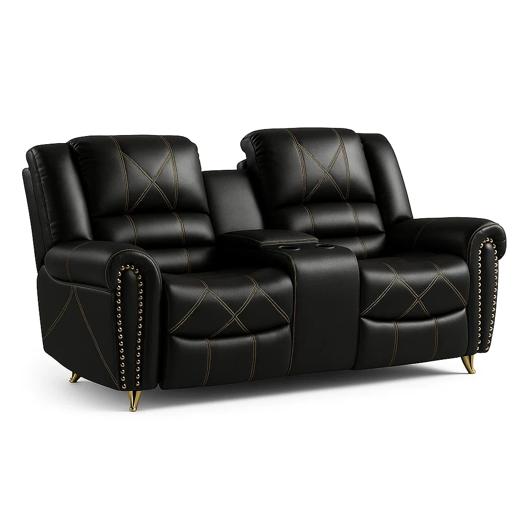 Canapés en similicuir avec porte-gobelets-LUXEGLOWZZ