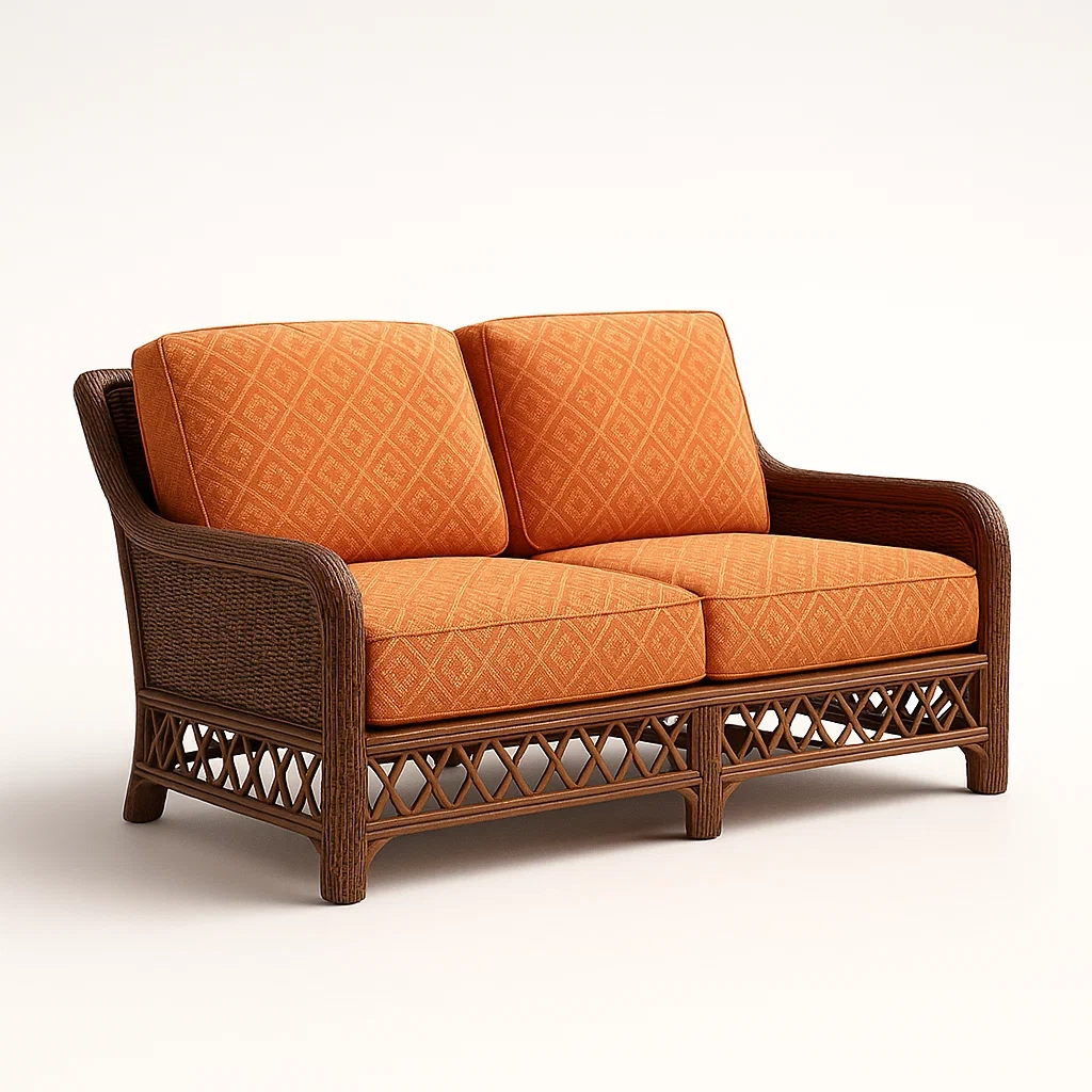 Canapés en osier avec coussins en tissu-LUXEGLOWZZ