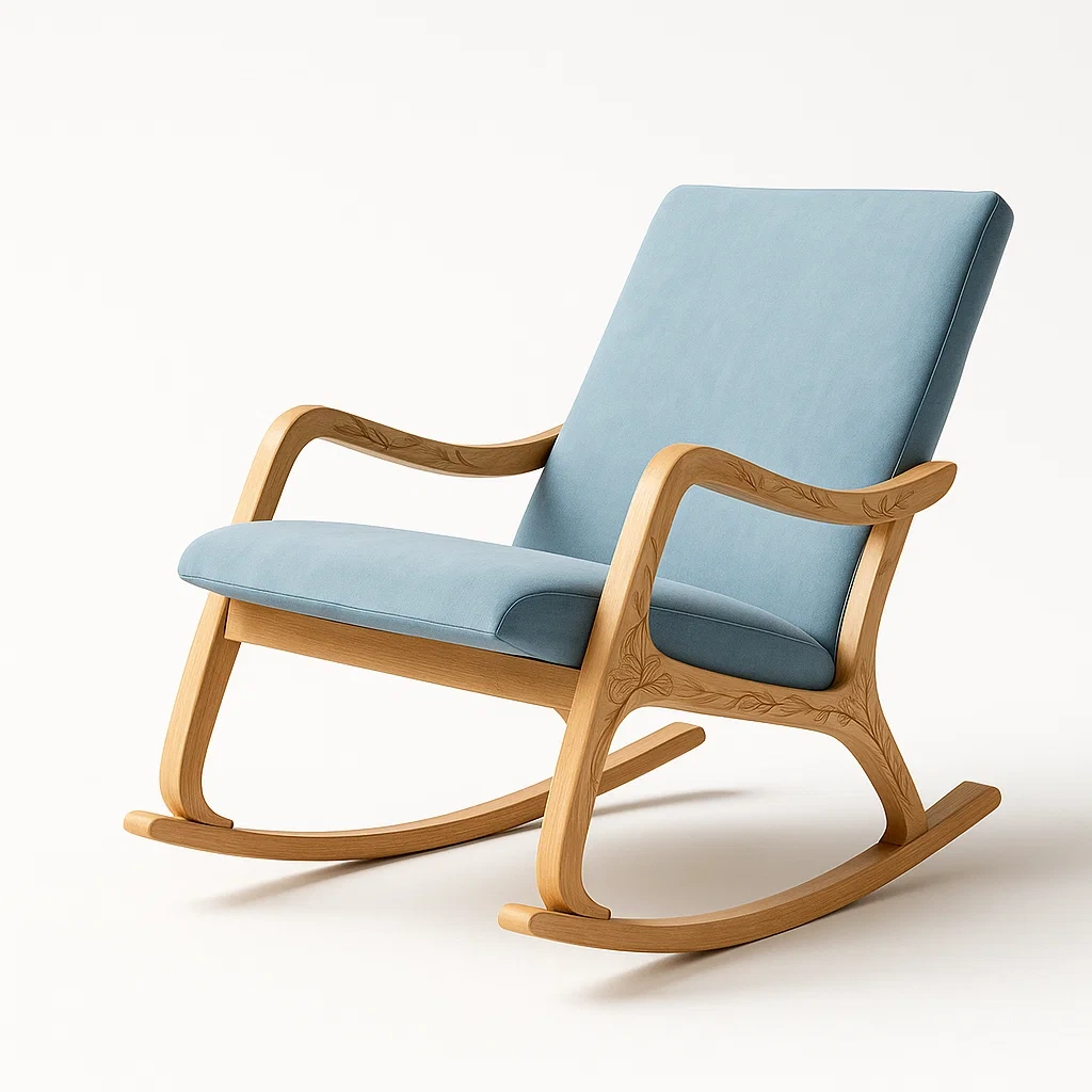 Fauteuils à bascule en bois et tissu-LUXEGLOWZZ