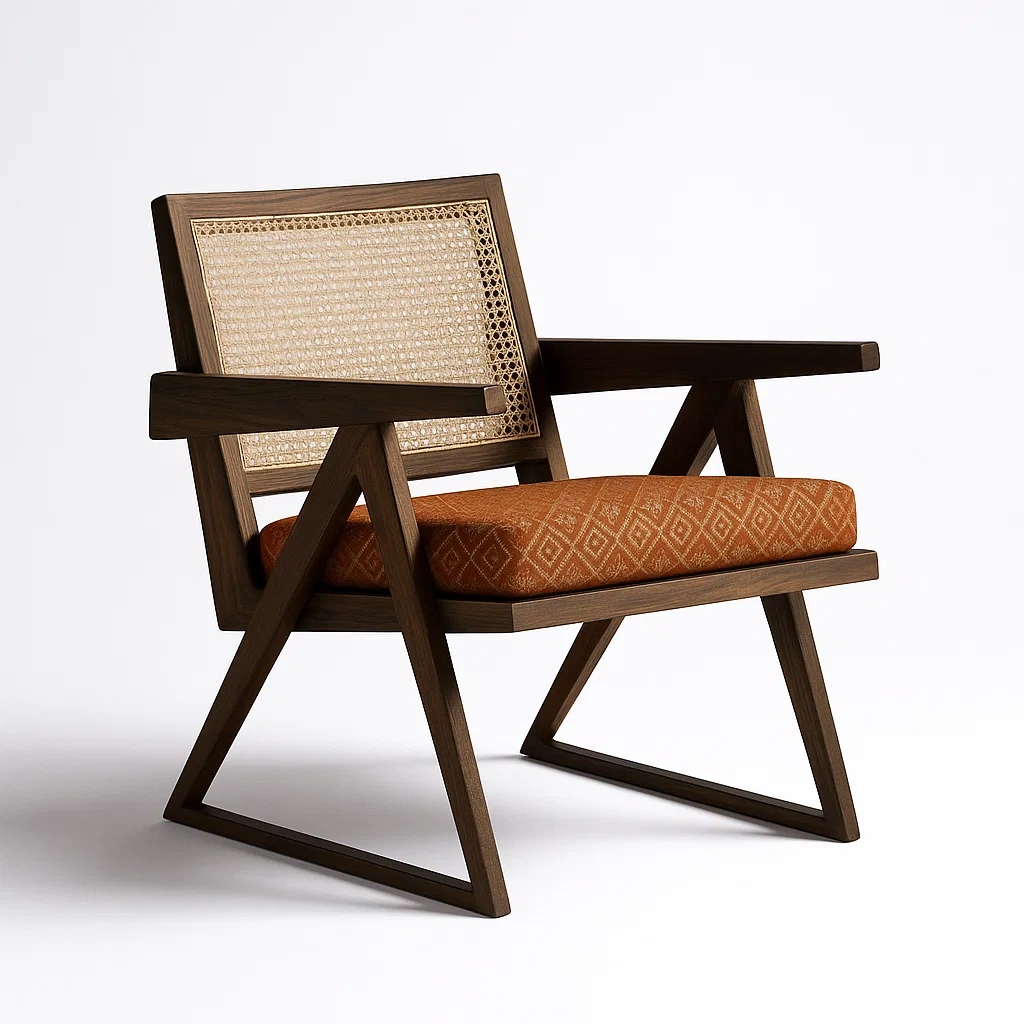 Fauteuils relax en bois et rotin avec coussin-LUXEGLOWZZ