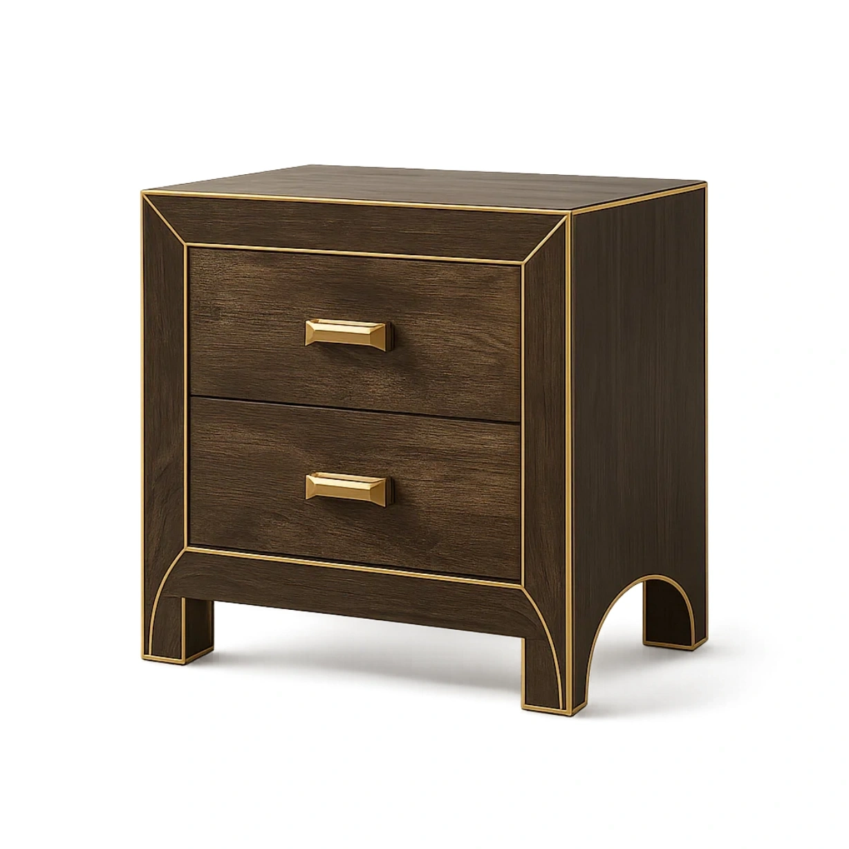 Tables de chevet en bois avec tiroirs et accents métalliques-LUXEGLOWZZ