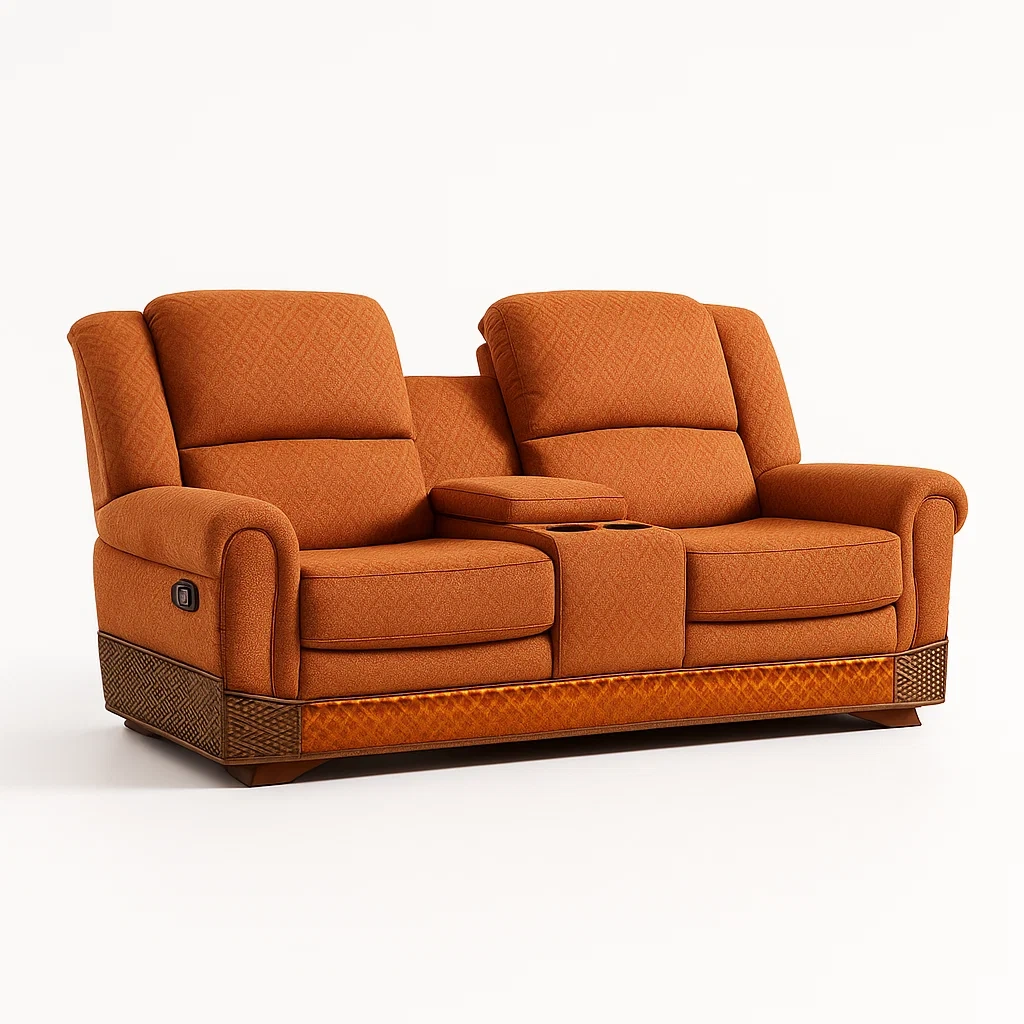 Canapés inclinables en tissu avec accoudoirs et porte-gobelets-LUXEGLOWZZ