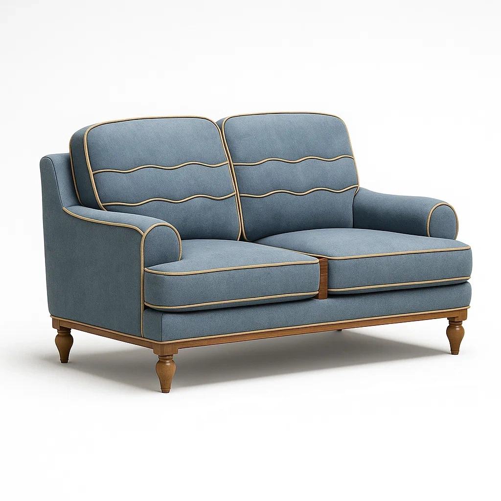 Canapés en coton et lin avec pieds en bois-LUXEGLOWZZ