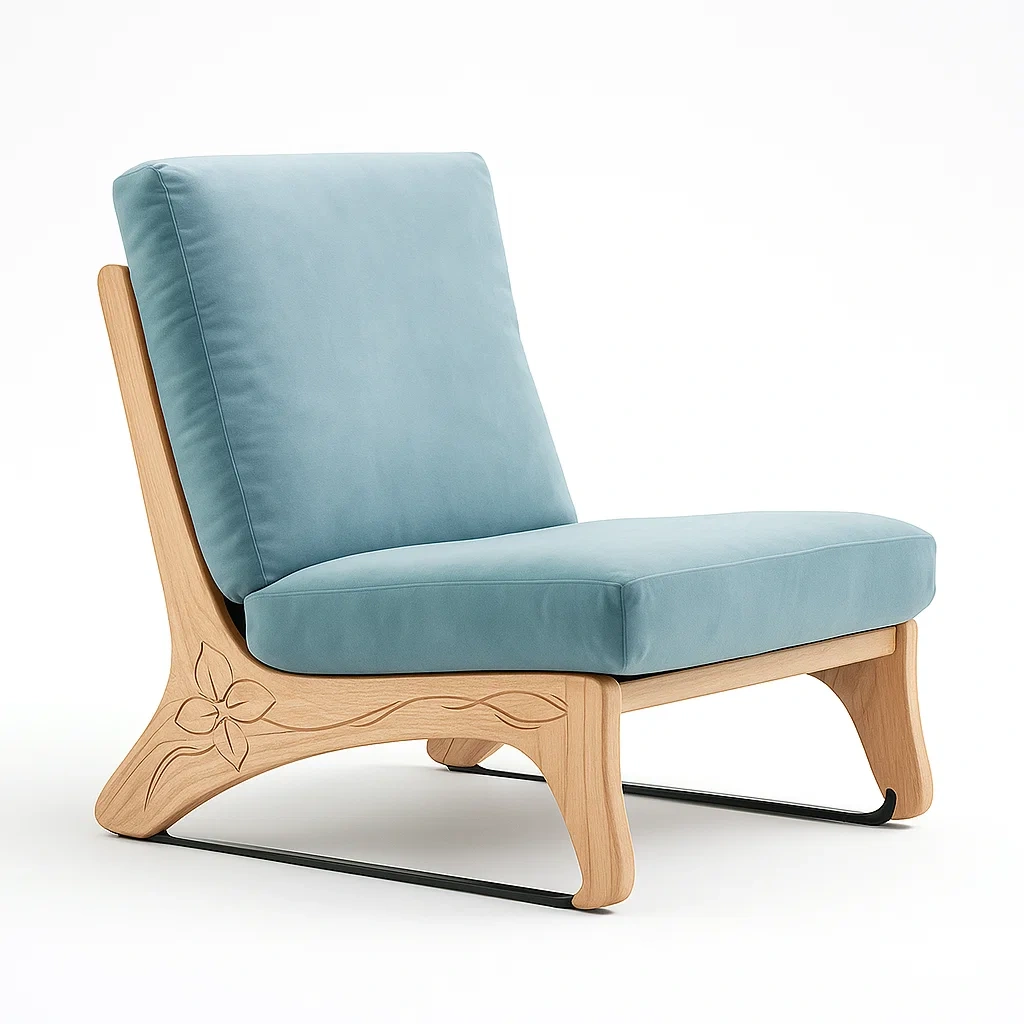 Fauteuils relax en bois avec coussins en tissu-LUXEGLOWZZ