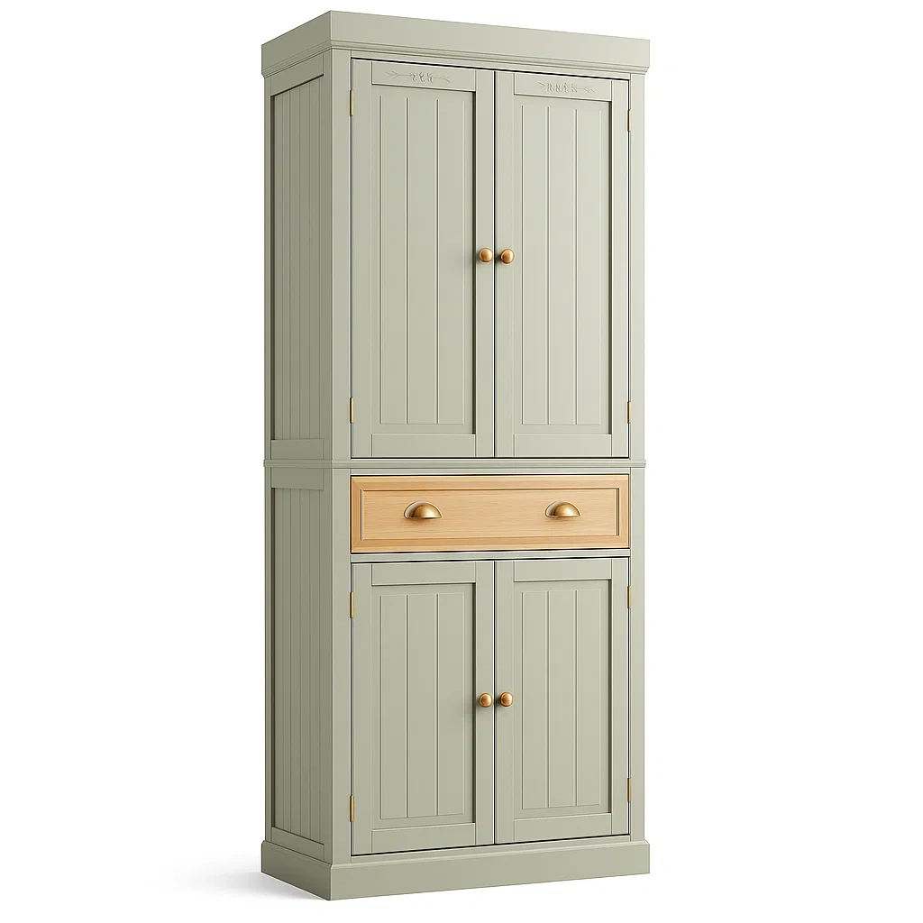 Armoires de rangement en bois avec tiroir central et quatre portes-LUXEGLOWZZ