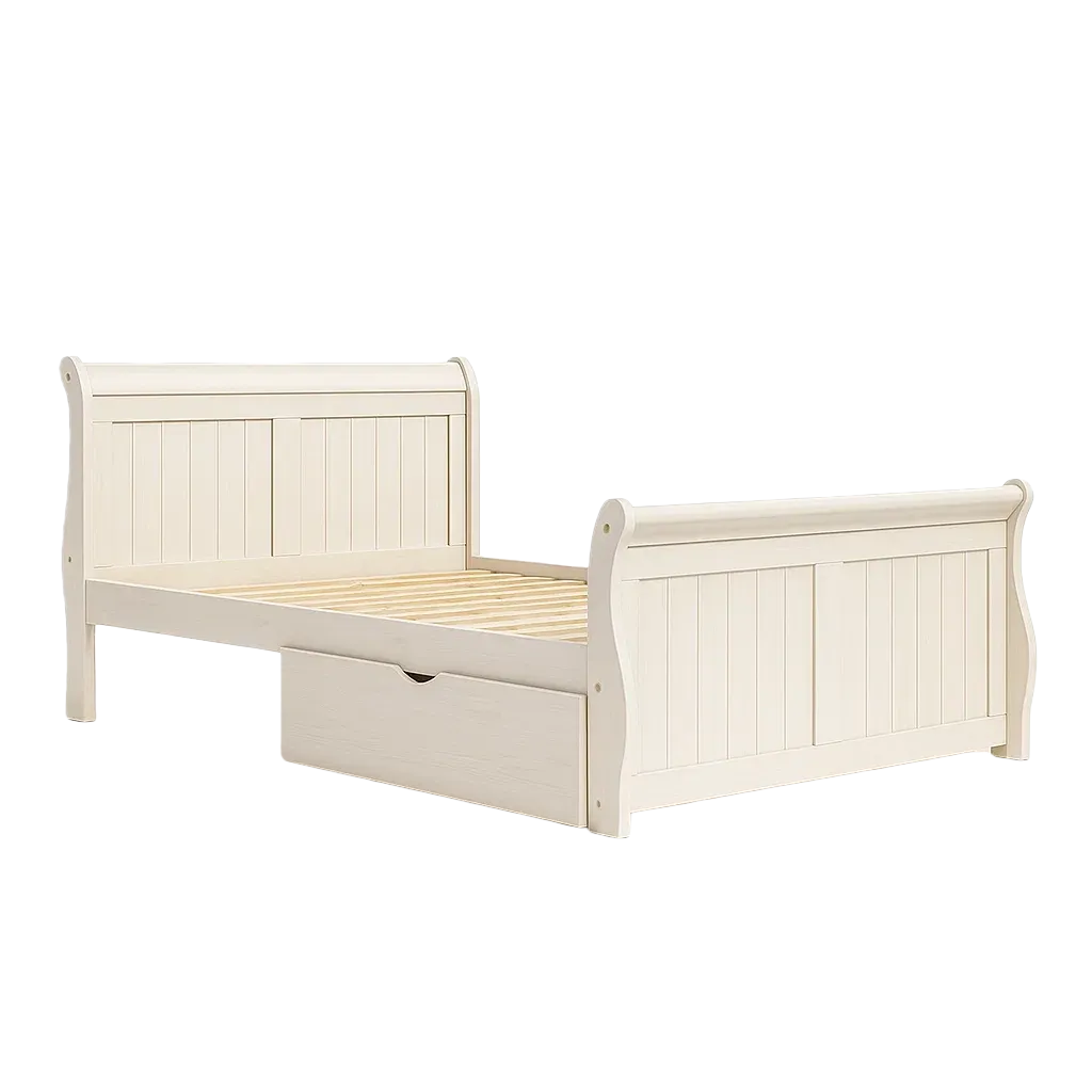 Lits coffre en bois de hêtre avec tiroir de rangement-LUXEGLOWZZ