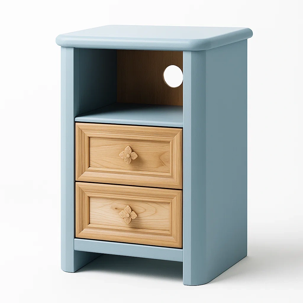 Tables de chevet en bois avec tiroirs et étagère ouverte-LUXEGLOWZZ