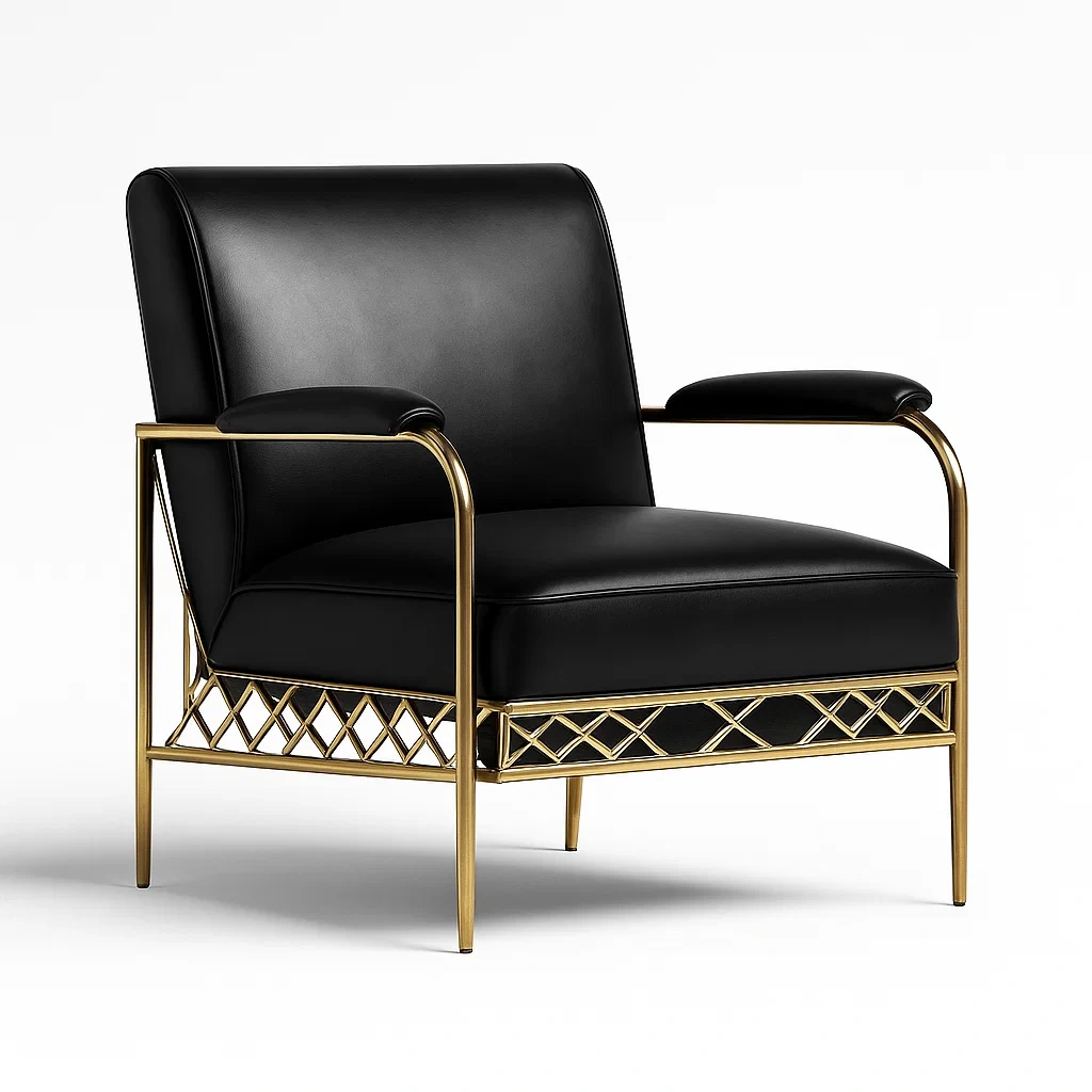 Fauteuils relax en cuir avec cadre métallique-LUXEGLOWZZ