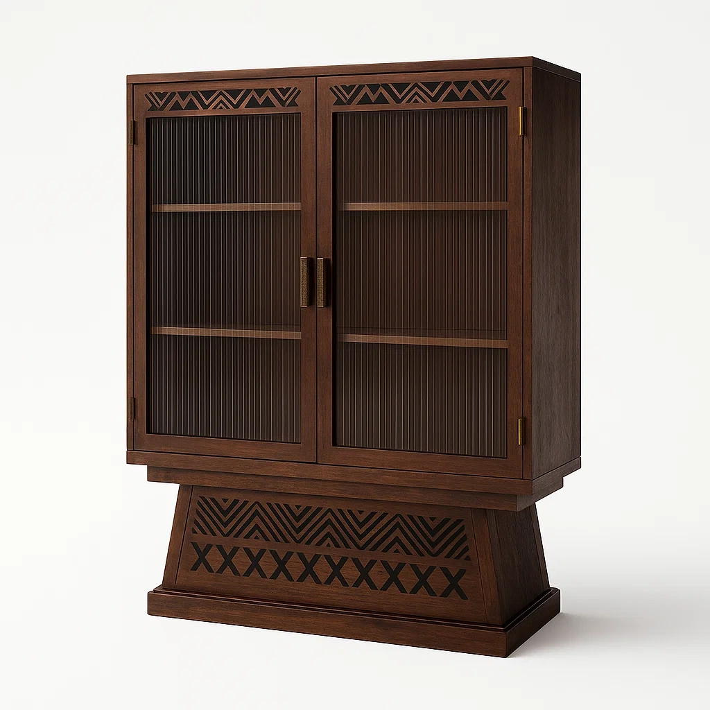 Vitrines en bois avec portes en verre strié-LUXEGLOWZZ