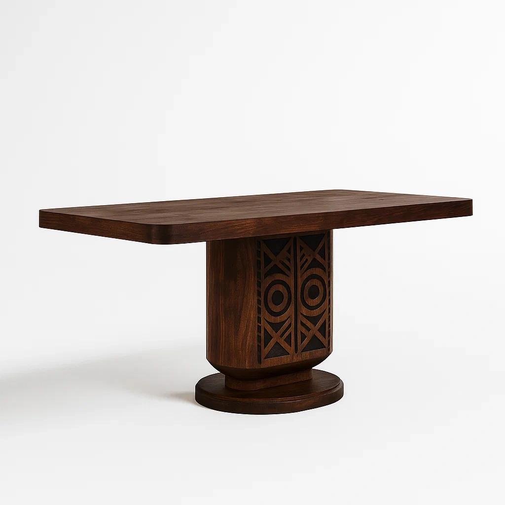 Tables à manger en bois de noyer sculpté-LUXEGLOWZZ