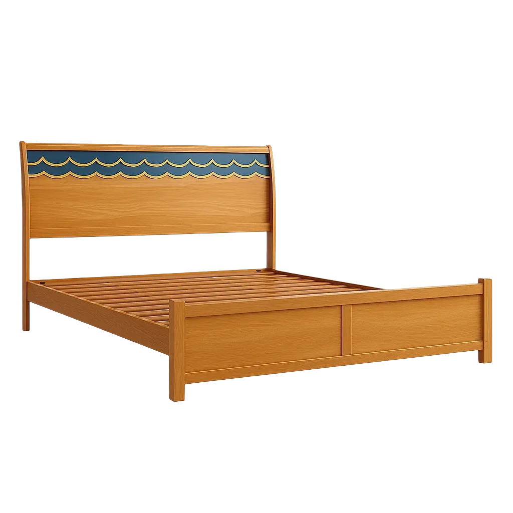 Cadres de lit en bois avec tête de lit à motif vagues-LUXEGLOWZZ