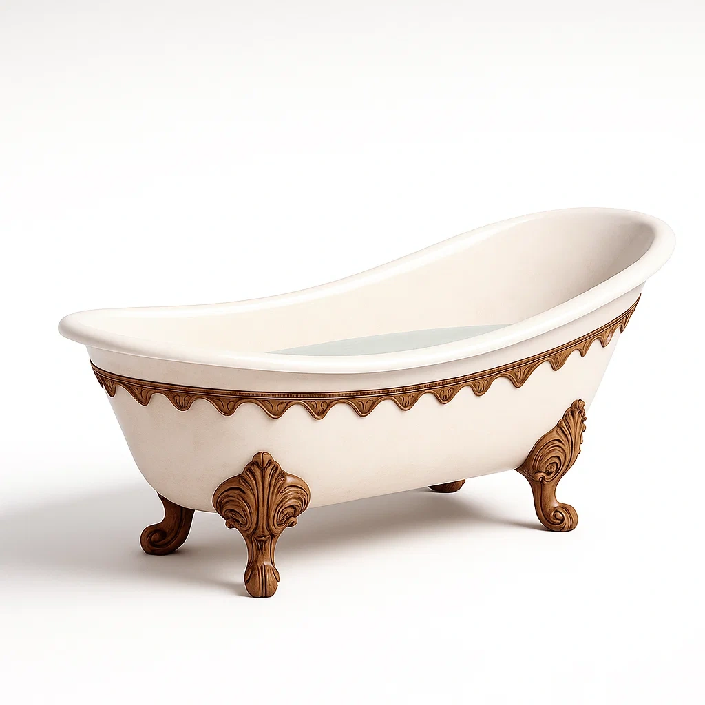 Baignoires en fonte acrylique avec détails décoratifs-LUXEGLOWZZ