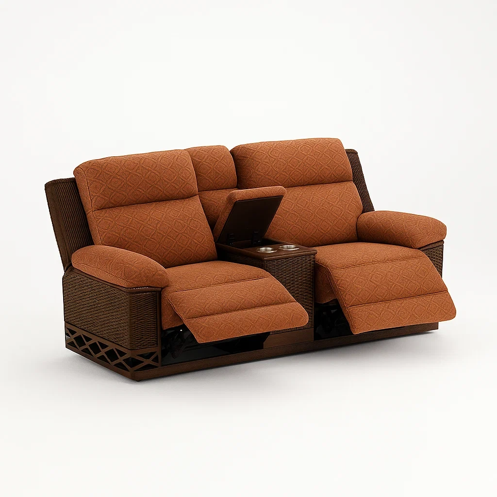Canapés inclinables en rotin et tissu avec espace de rangement-LUXEGLOWZZ