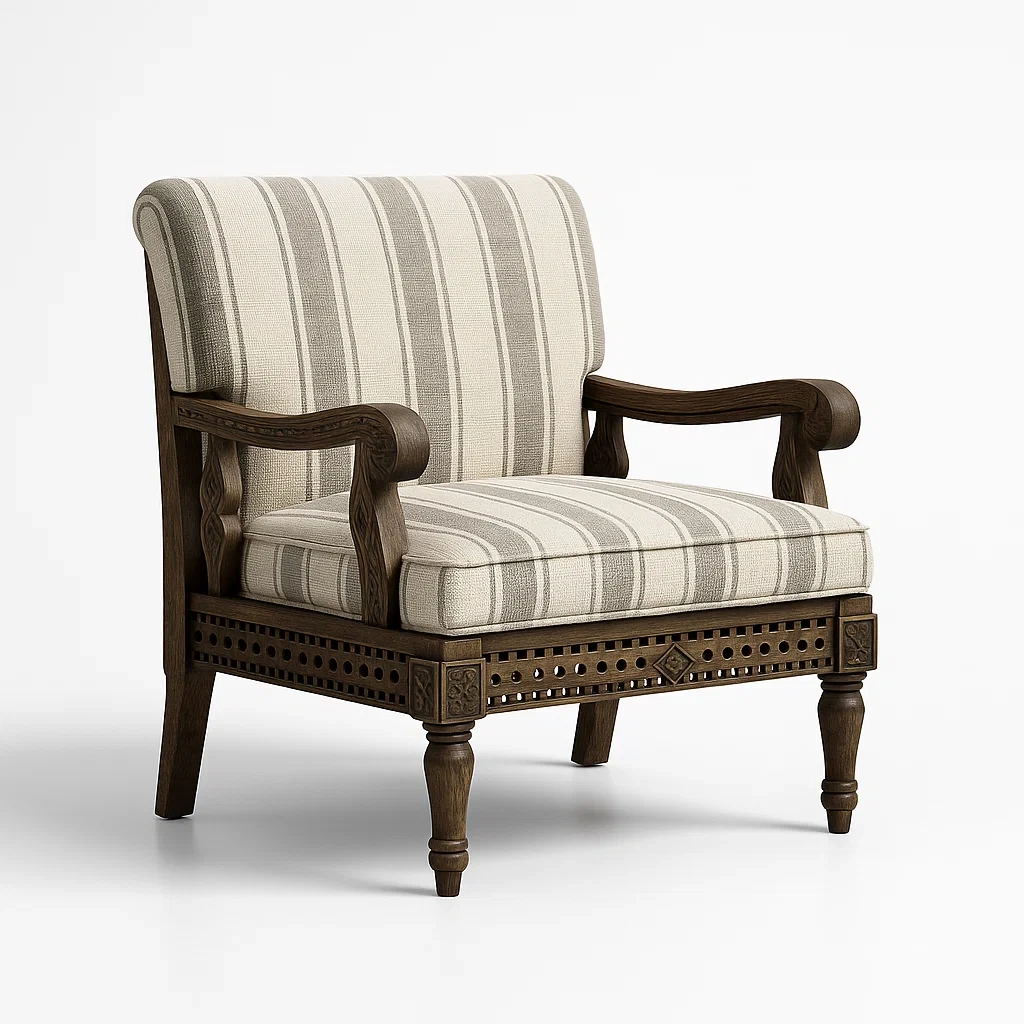 Fauteuils relax en bois et tissu rayé-LUXEGLOWZZ