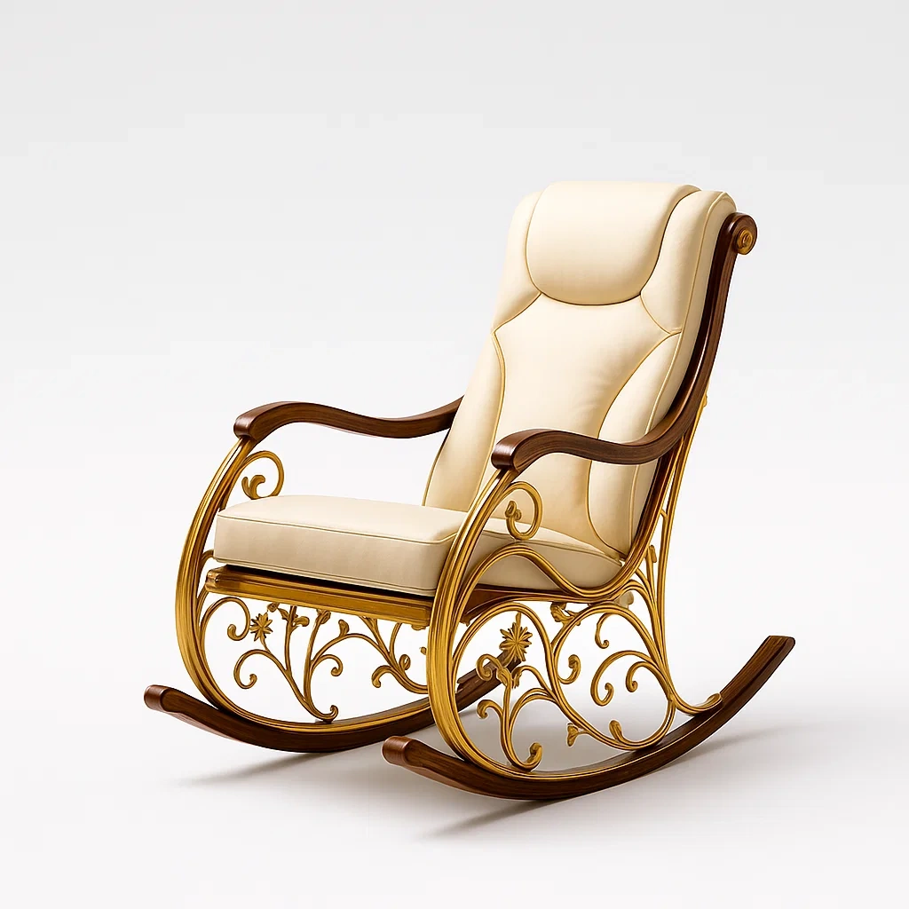 Fauteuils à bascule en bois et métal-LUXEGLOWZZ