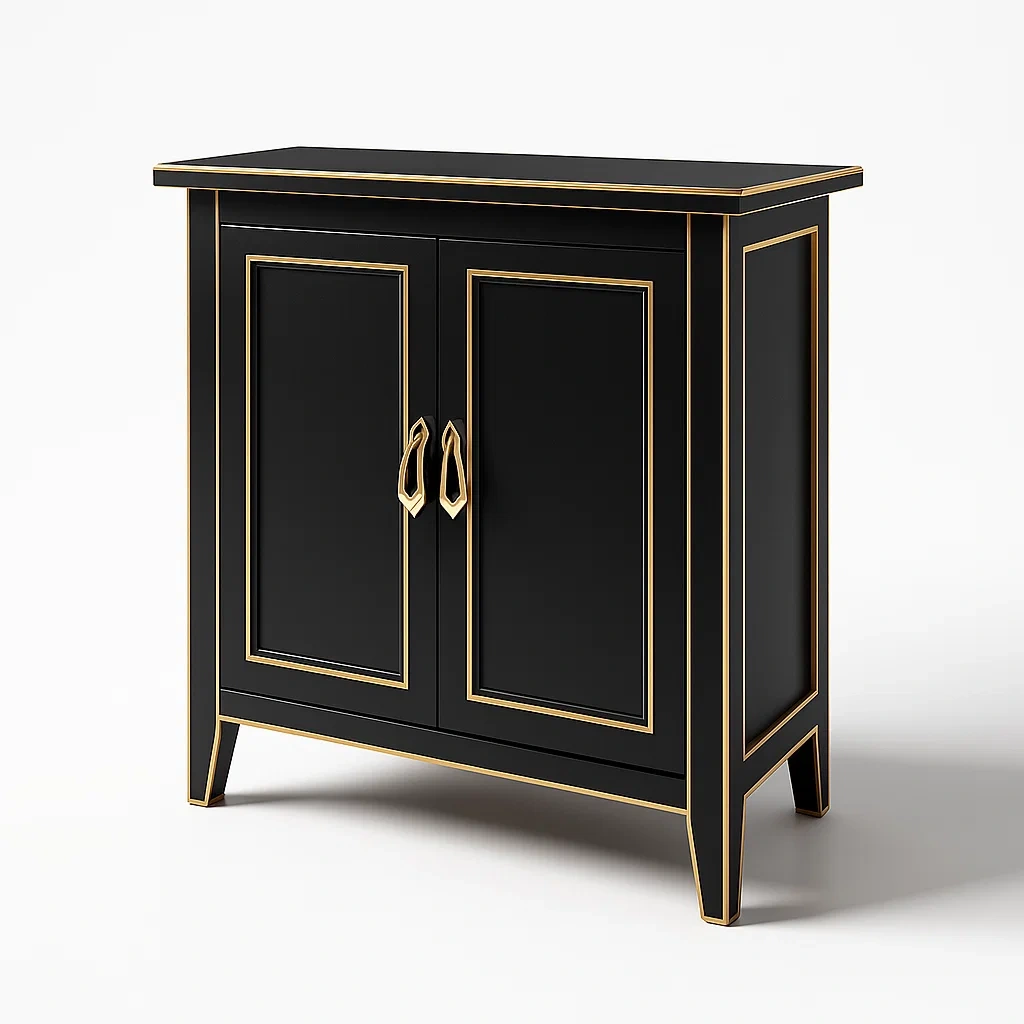 Armoires de rangement en bois avec accents métalliques-LUXEGLOWZZ