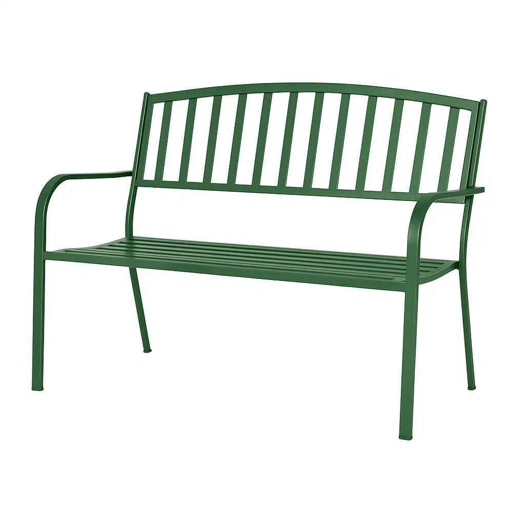 Banc de jardin en métal vert 128cm-LUXENOOKZ