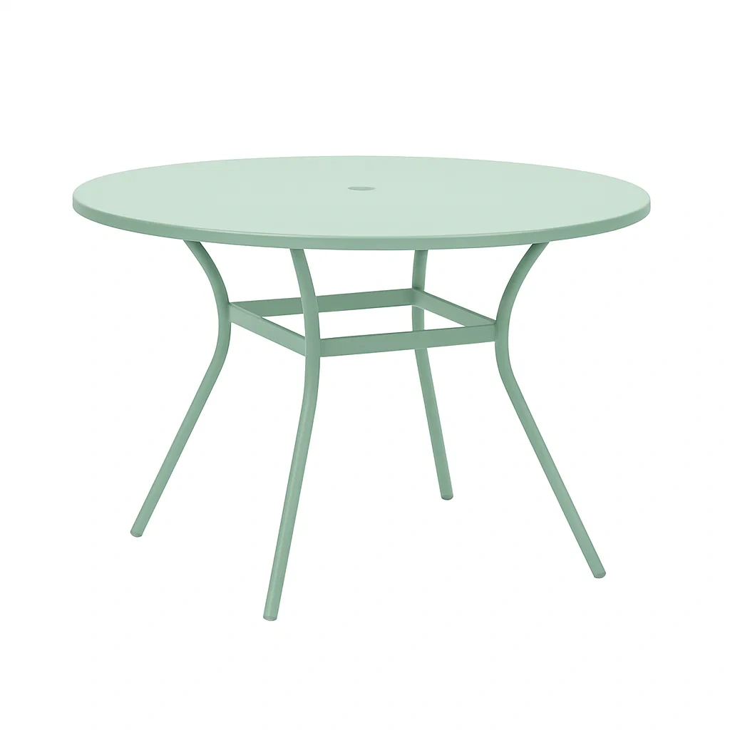 Table de jardin ronde en métal vert 120 cm-LUXENOOKZ
