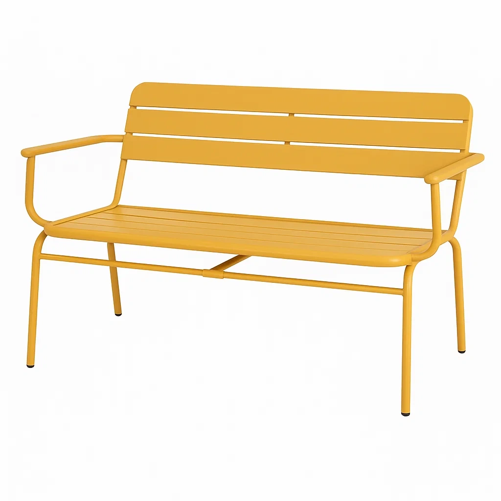 Banc de jardin en métal jaune-LUXENOOKZ