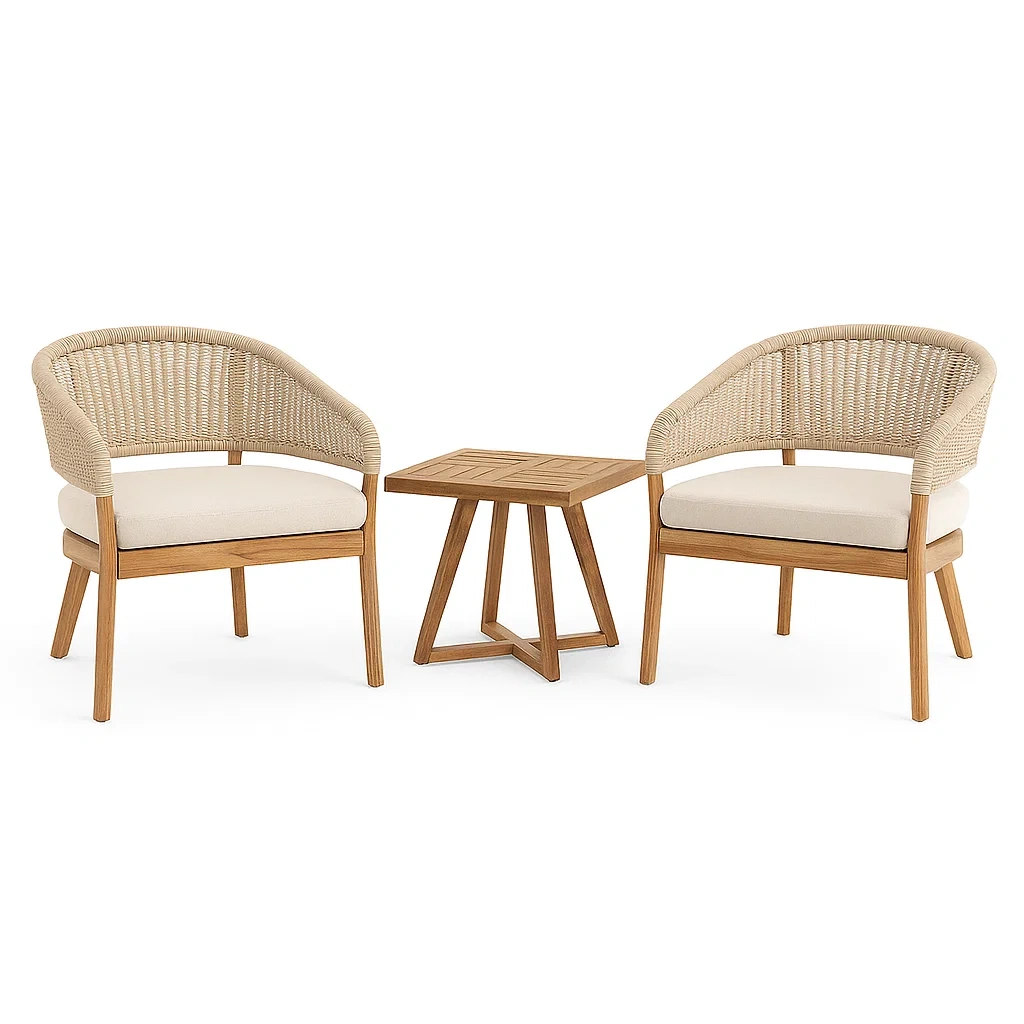 Petit ensemble de loisir en bois avec cordes et coussins beige-LUXENOOKZ