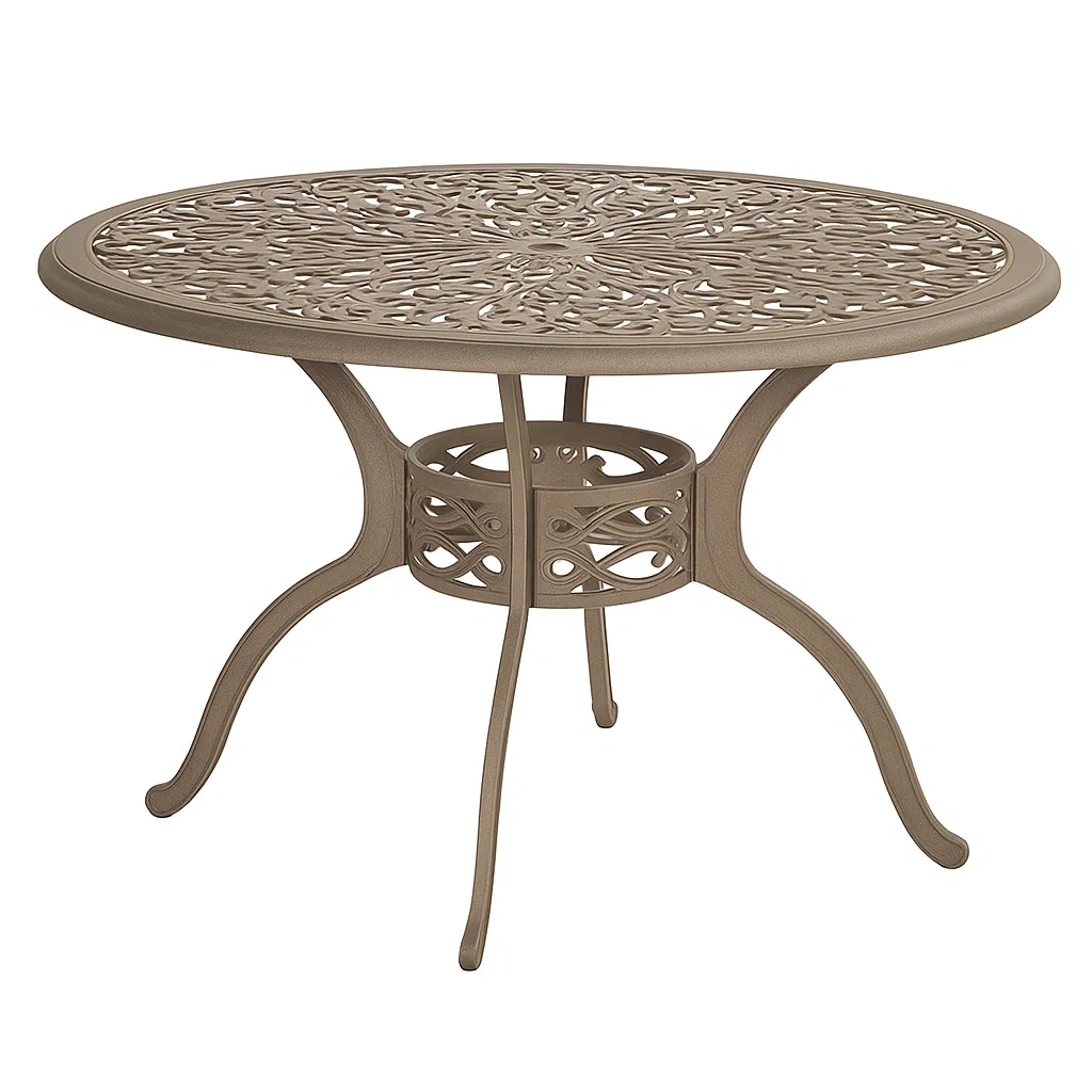 Table de jardin ronde en aluminium ajouré extérieur couleur bronze-LUXENOOKZ