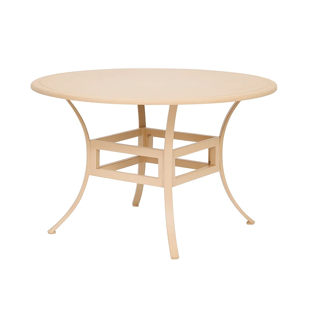 Table de jardin ronde en aluminium beige-LUXENOOKZ