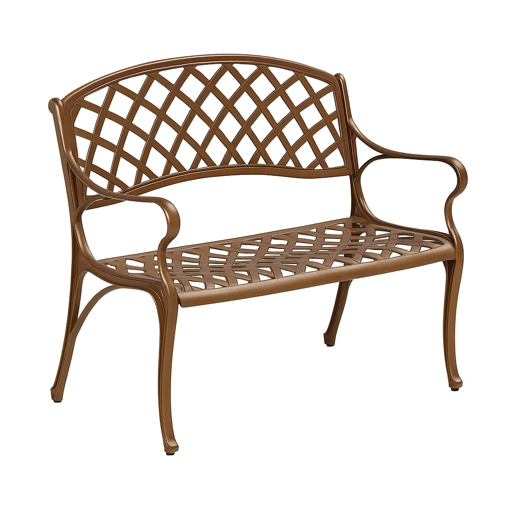 Banc de jardin en aluminium ajouré marron-LUXENOOKZ