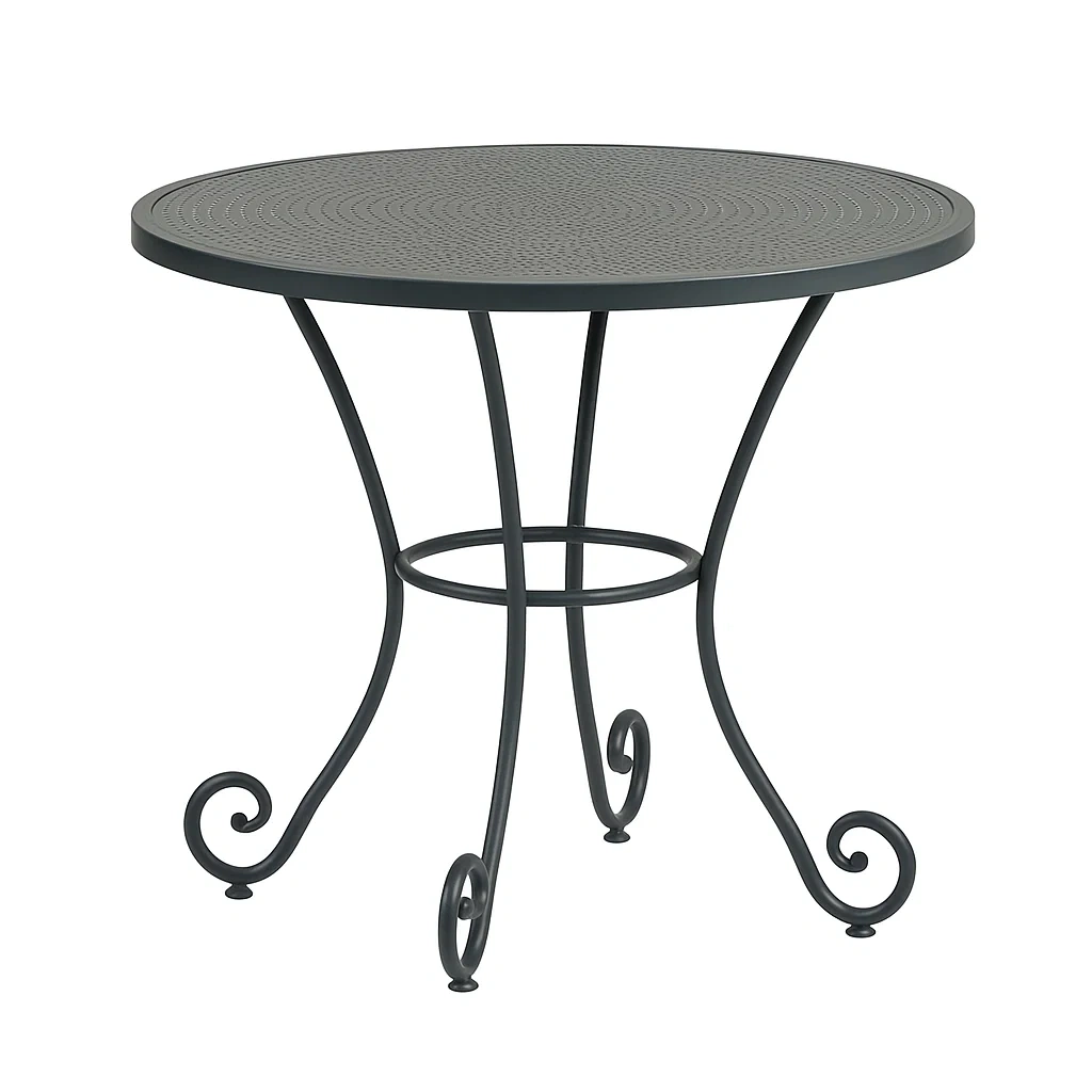 Table de jardin ronde en métal noir diamètre80 cm-LUXENOOKZ