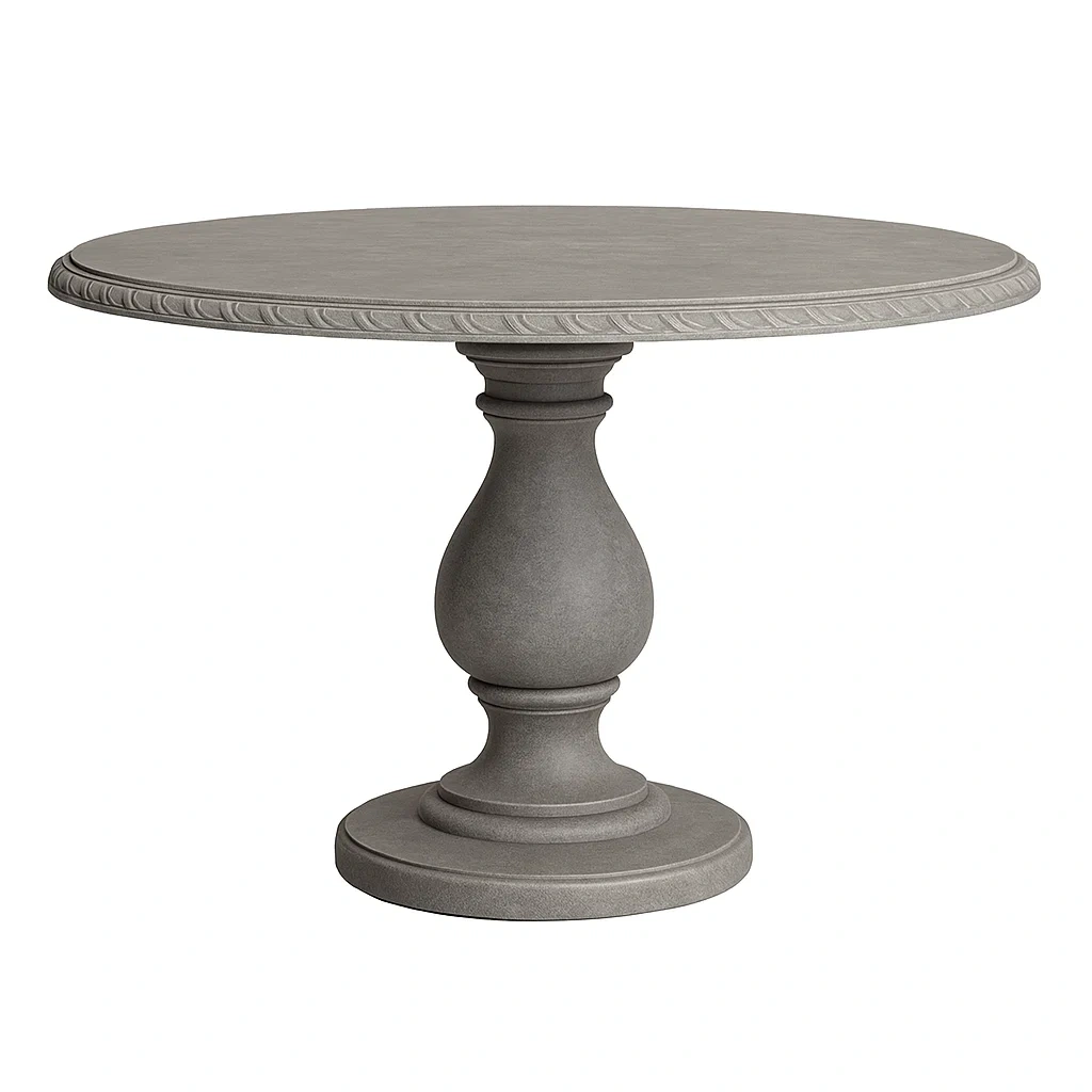 Table de jardin ronde en béton style piédestal 90 cm gris-LUXENOOKZ