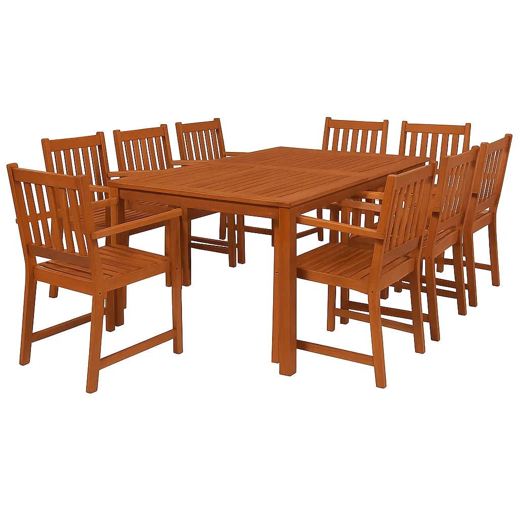 Ensemble table à manger et chaise extérieur en bois d’acacia brun-LUXENOOKZ