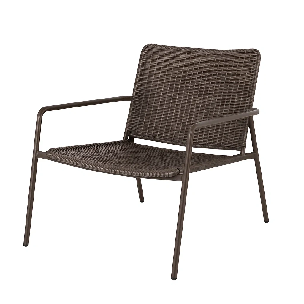 Fauteuil de détente en acier et résine tressée brun 72x69x65 cm-LUXENOOKZ