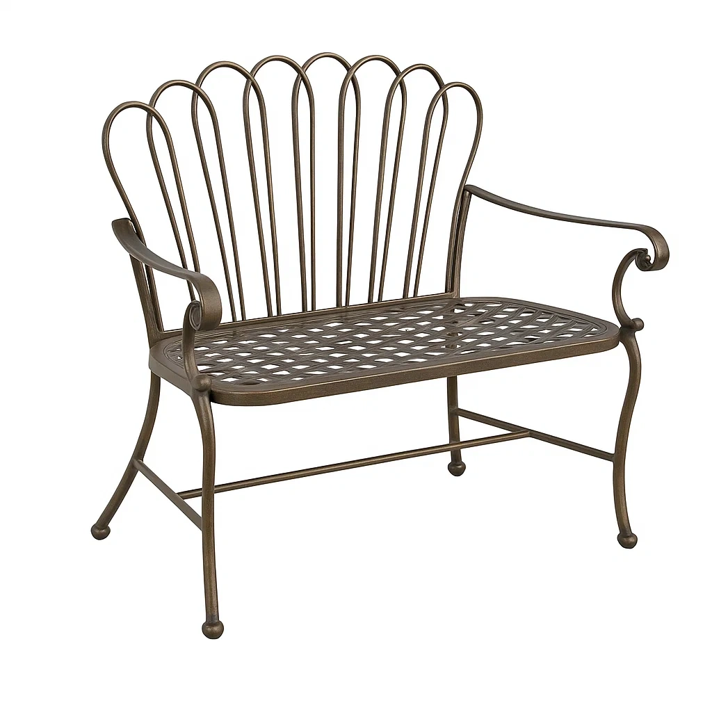 Banc de jardin en métal marron 122 cm-LUXENOOKZ