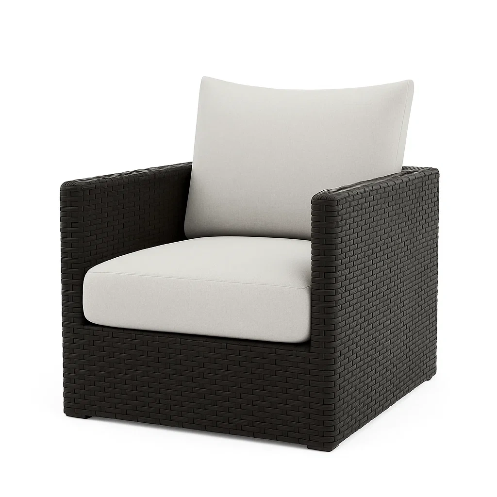 Fauteuil de détente en résine tressée avec coussins crème 85x85x75 cm-LUXENOOKZ