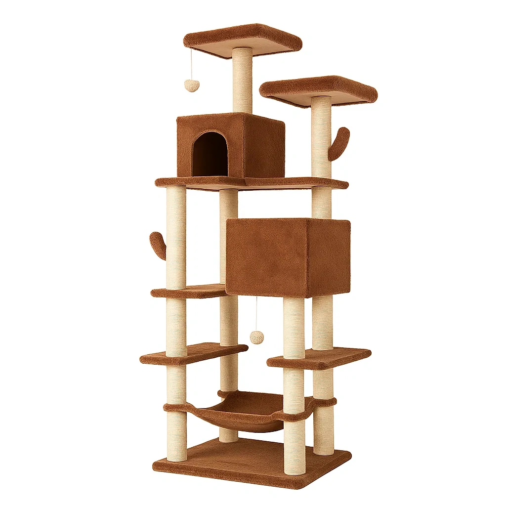 Arbre à chat en sisal et tissu brun 170 cm-LUXENOOKZ