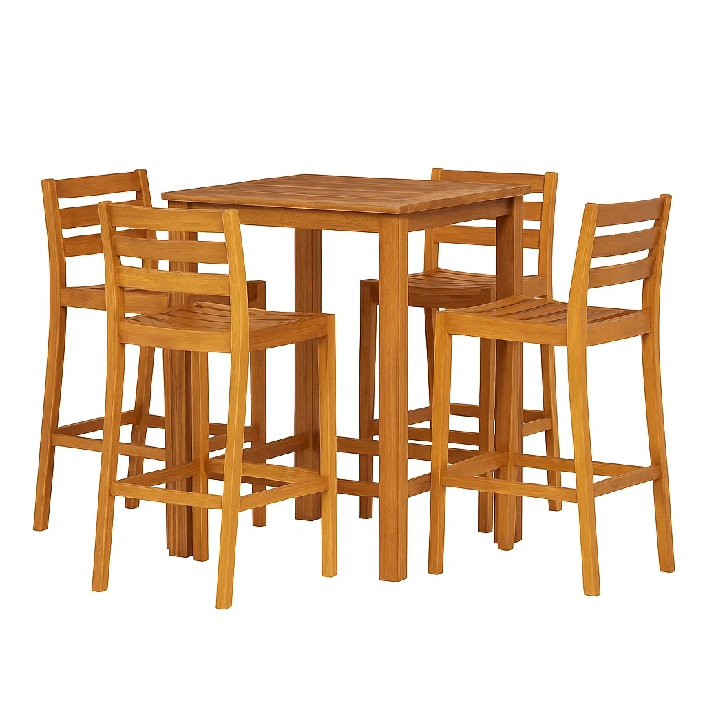 Ensemble table et chaise de bar en bois d'acacia-LUXENOOKZ