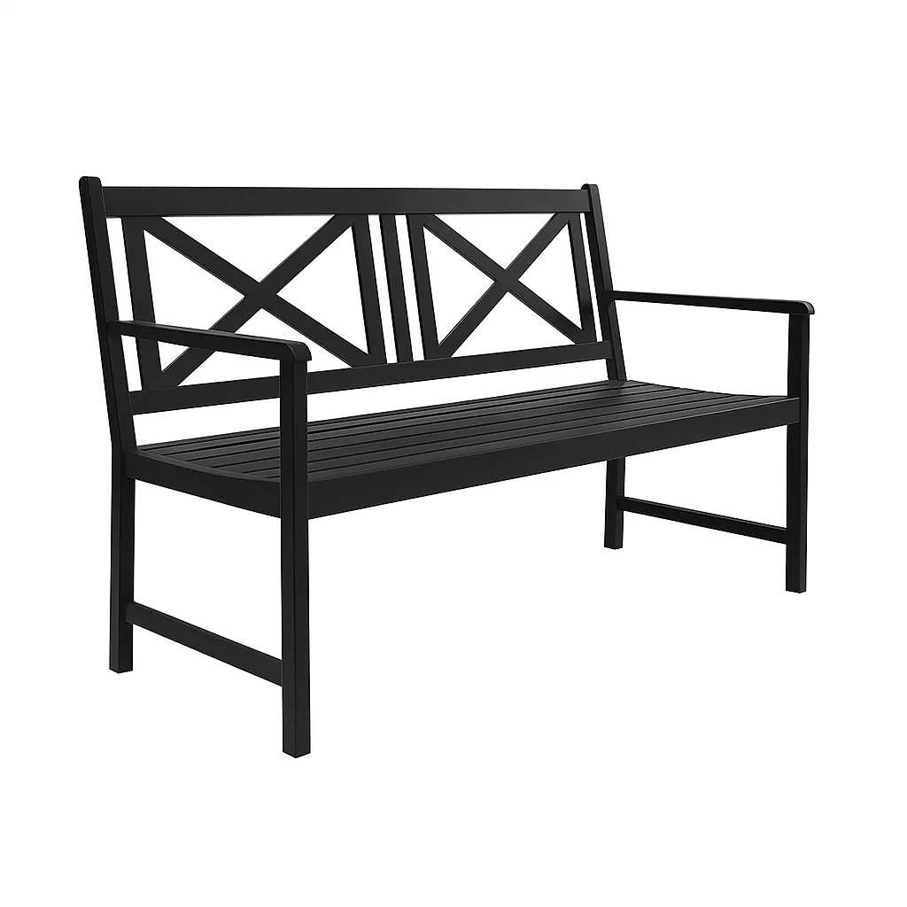 Banc extérieur en aluminium noir 128 cm-LUXENOOKZ