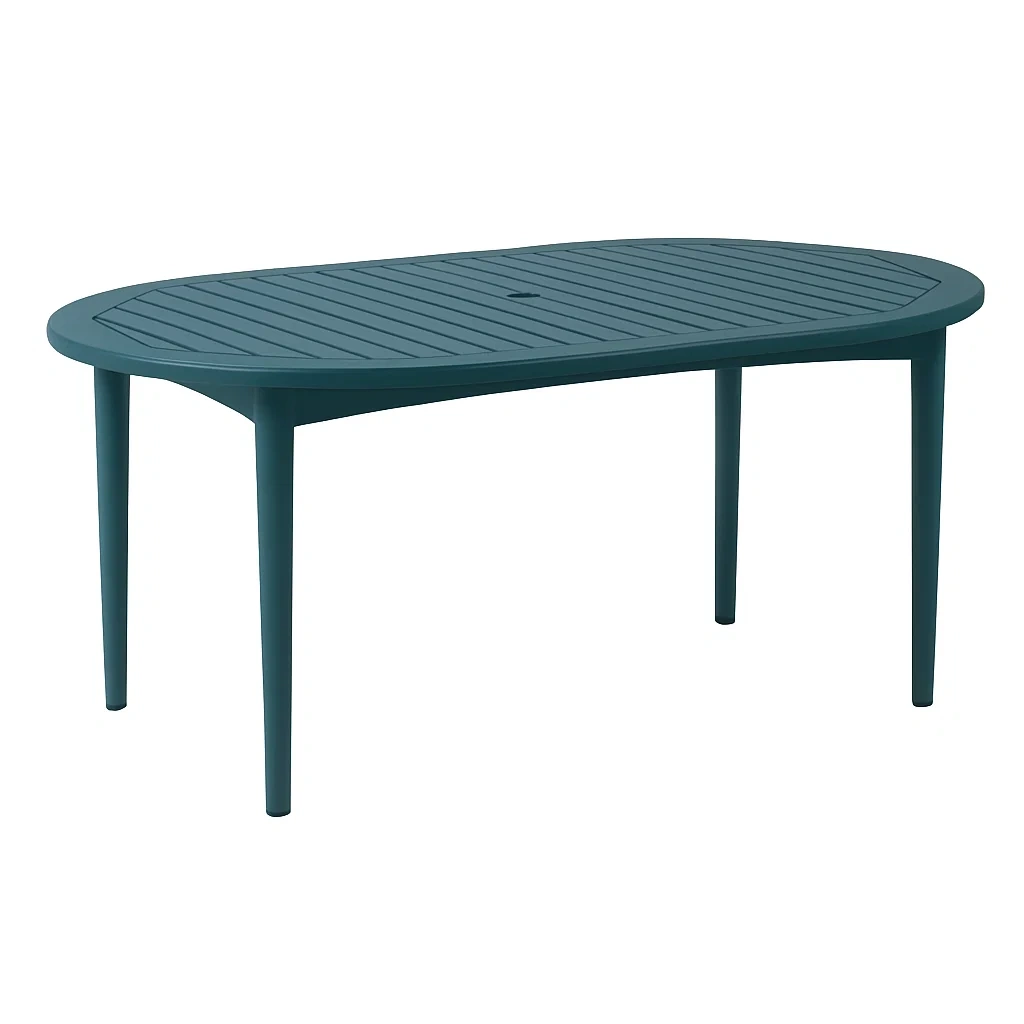 Table de jardin ovale en plastique bleu 160x90x74 cm-LUXENOOKZ