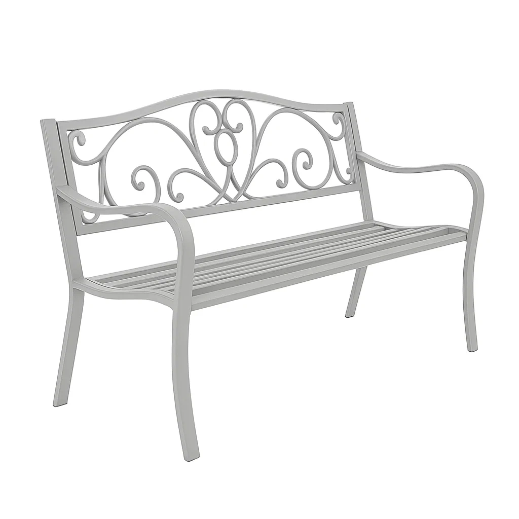 Banc de jardin en métal gris-LUXENOOKZ