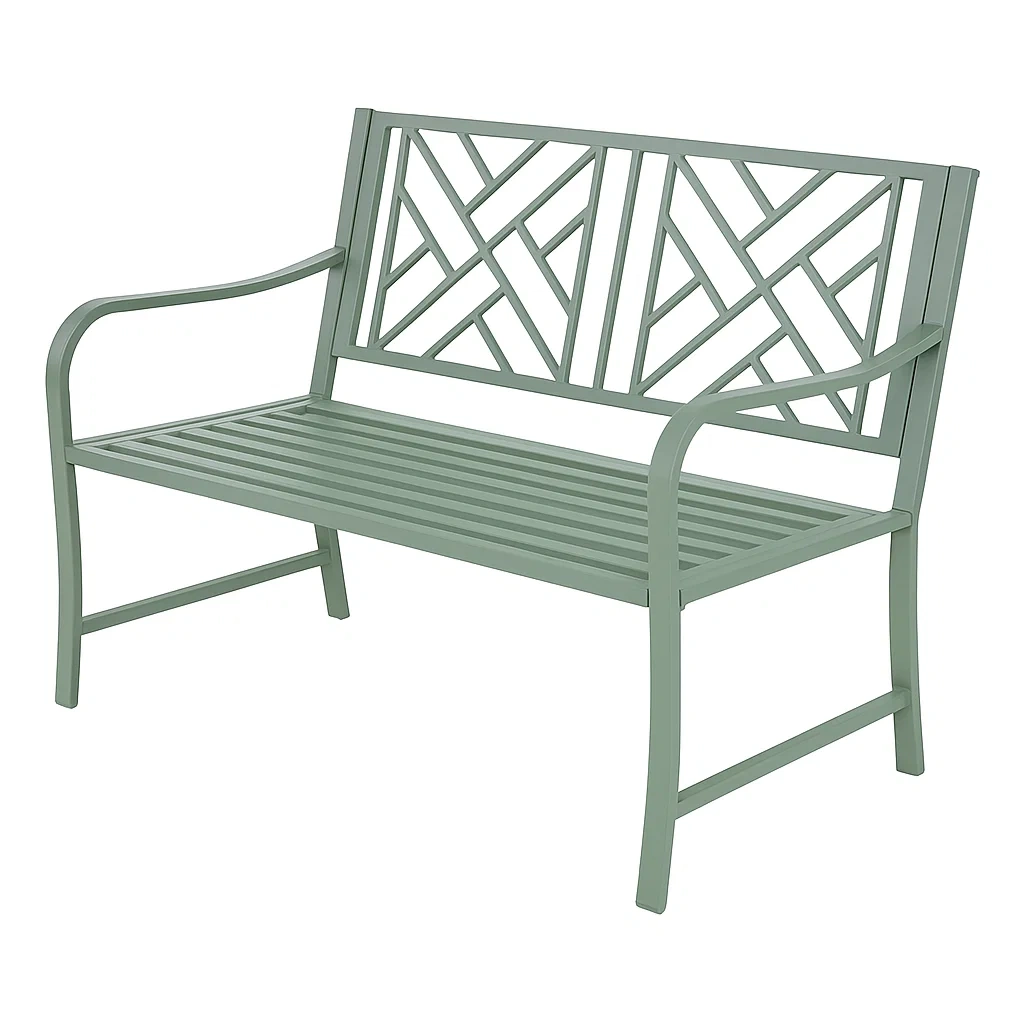 Banc de jardin en métal vert 127cm-LUXENOOKZ