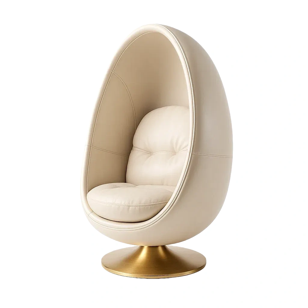 Chaise de détente pod en cuir pu beige avec base en métal doré-COZYHOMEEU