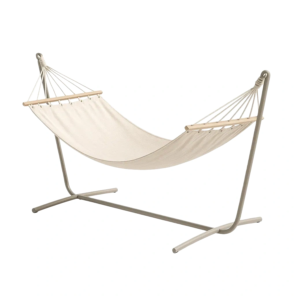 Hamac hamac avec support en acier et tissu beige-COZYHOMEEU