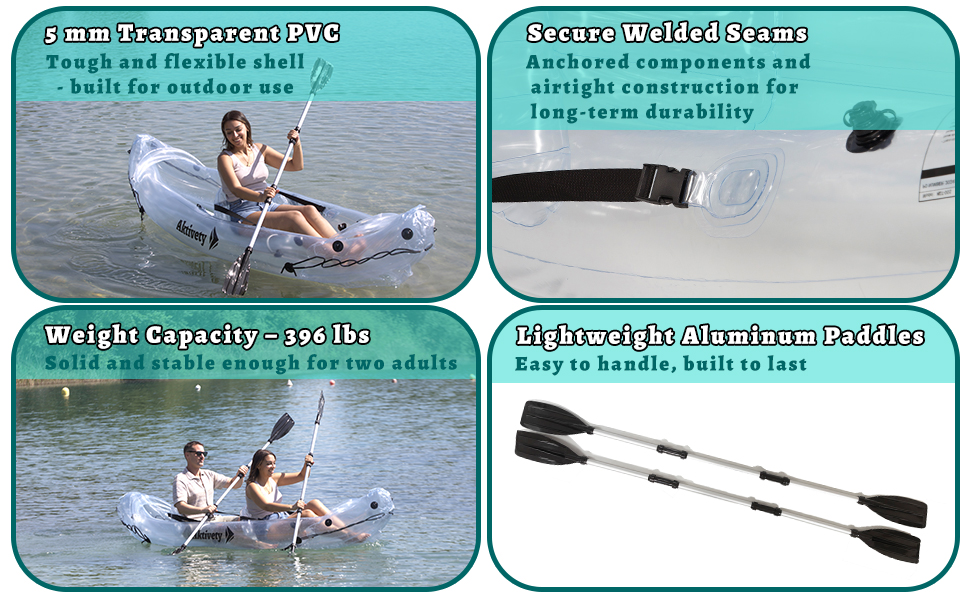 material grueso 5 mm soldaduras resistentes kayak doble remos de alta calidad duradero