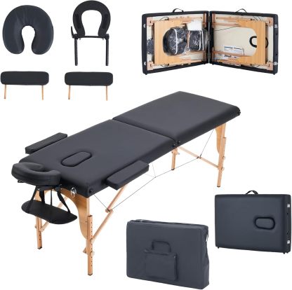 X-PROSS Cama Profesional para Tatuajes Plegable con Estuche y Altura Ajustable, Cama para SPA, Cama para Masajes Profesionales, Camilla Portátil para Fisioterapia y Quiropraxia - Negro
